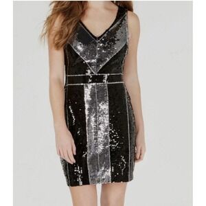 B. Darlin junior's black and silver sequined sleeveless bodycon dress 9/10